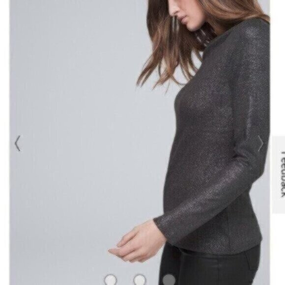 NWOT White House Black Market Draped Metallic-Knit Top - Picture 3 of 4